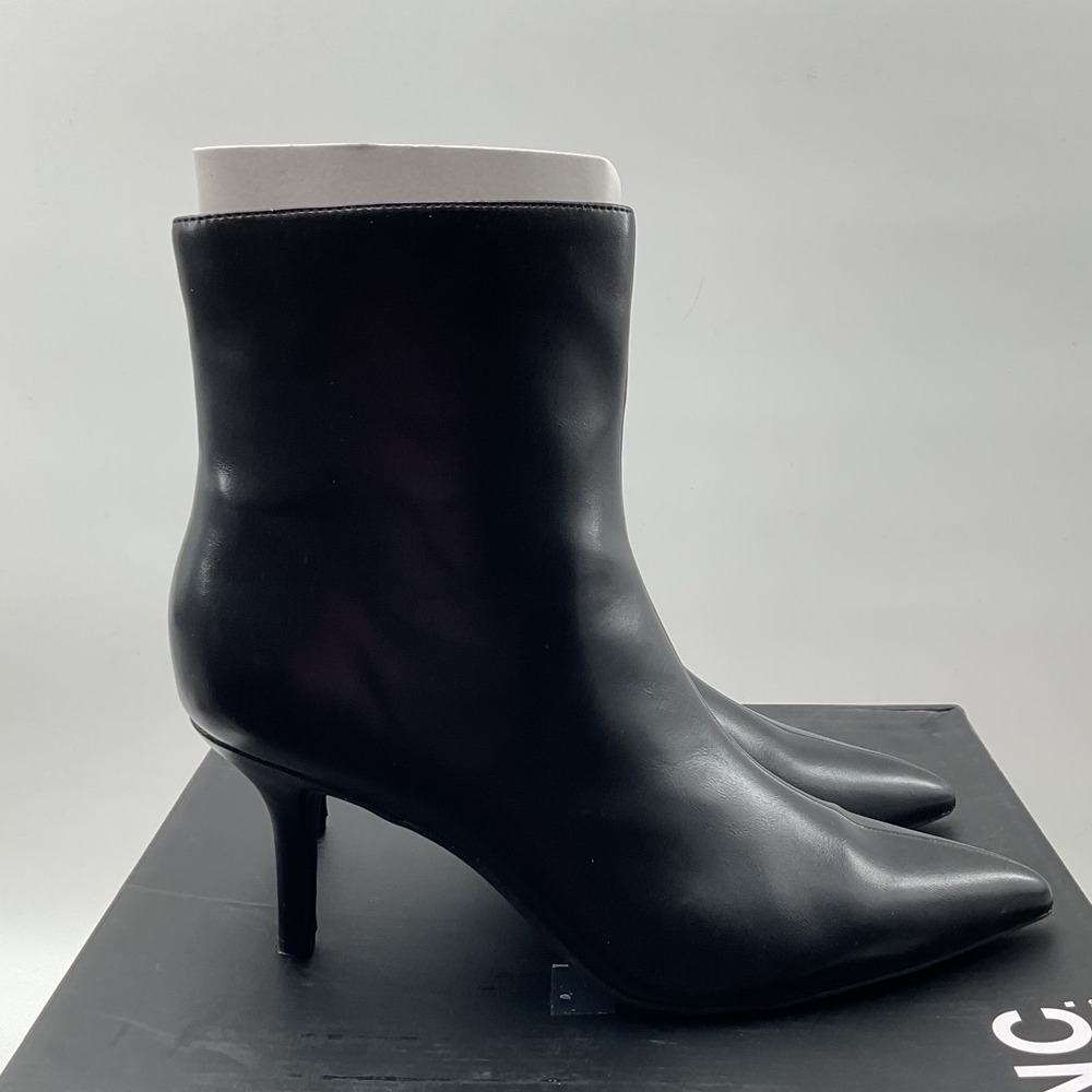 INC International Concepts Maleneep Black Pointed Toe Kitten Heel Boots 10M
